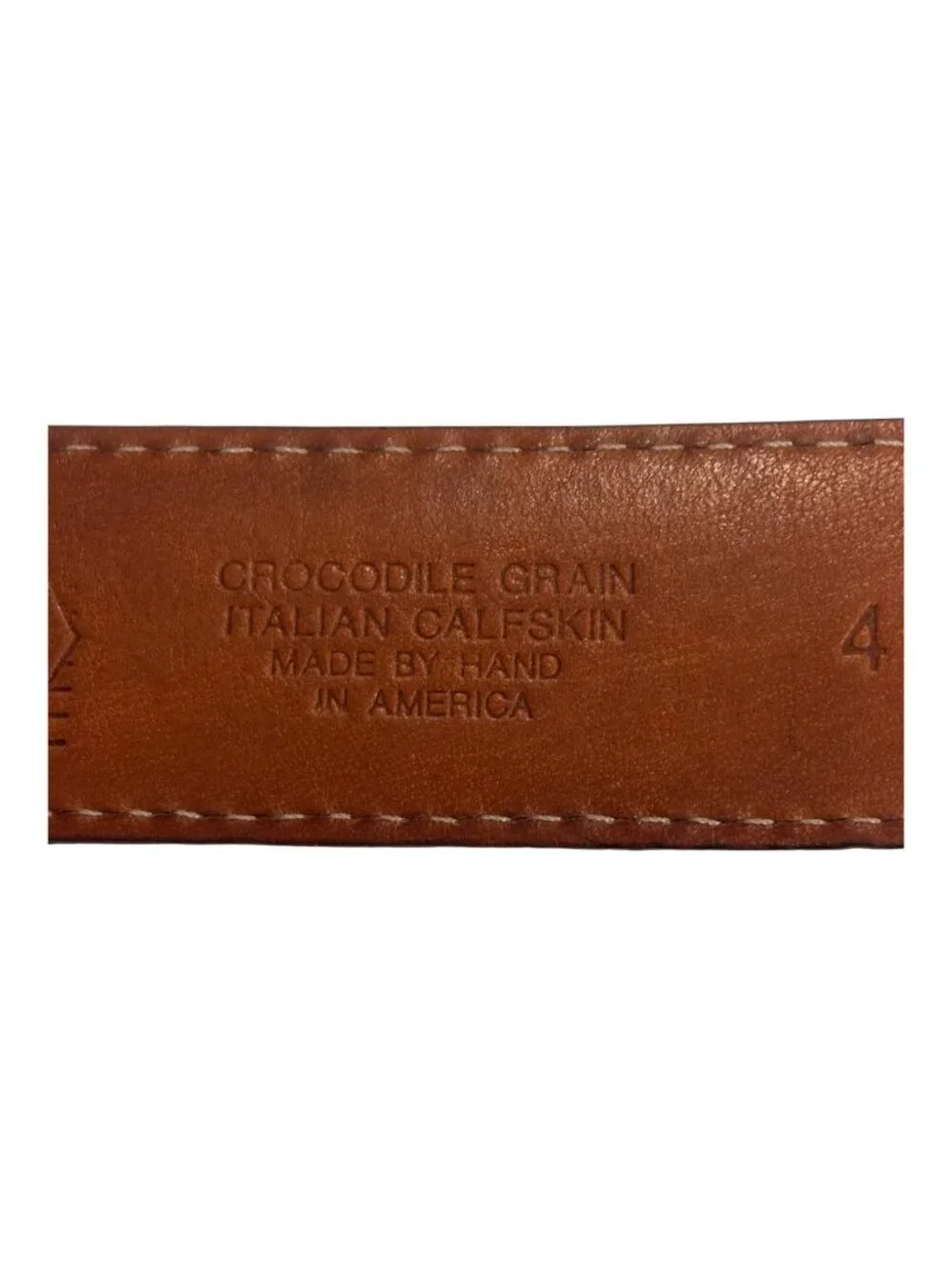 Martin Dingman Crocodile Grain Italian Calfskin Leather Belt Brown Size 36 USA